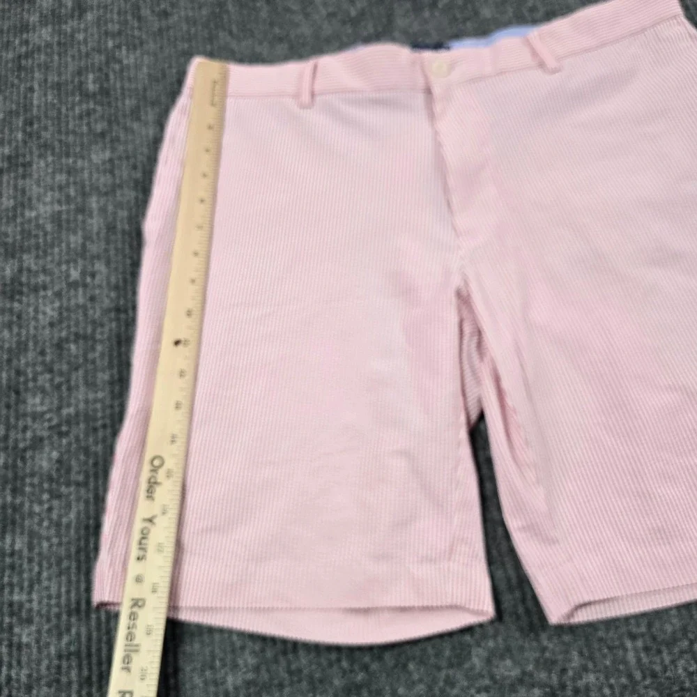 Peter Millar Crown Crafted Shorts Men 35 Pink Seersucker Stripe Performance Golf
